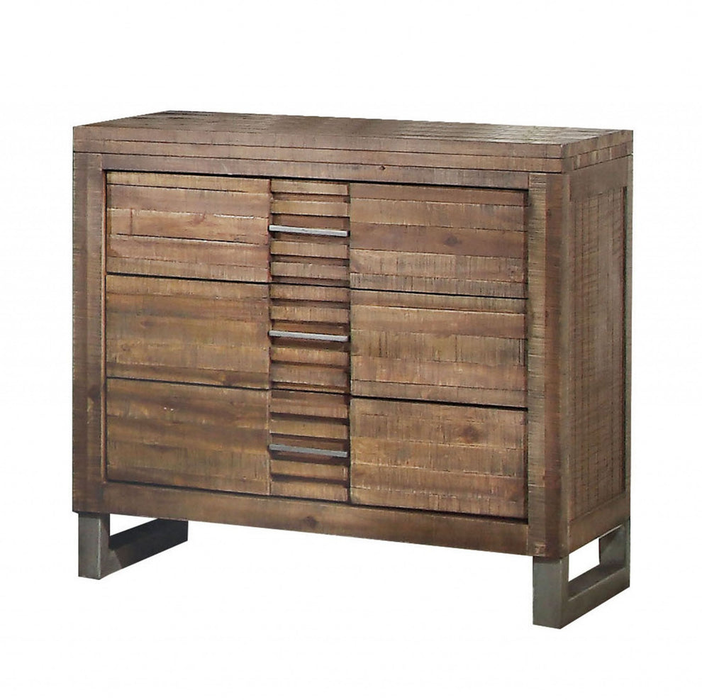 Reclaimed Oak 3 Drawer Nightstand By Homeroots | Nightstands | Modishstore - 2
