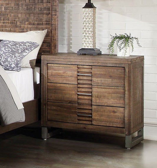 Reclaimed Oak 3 Drawer Nightstand By Homeroots | Nightstands | Modishstore