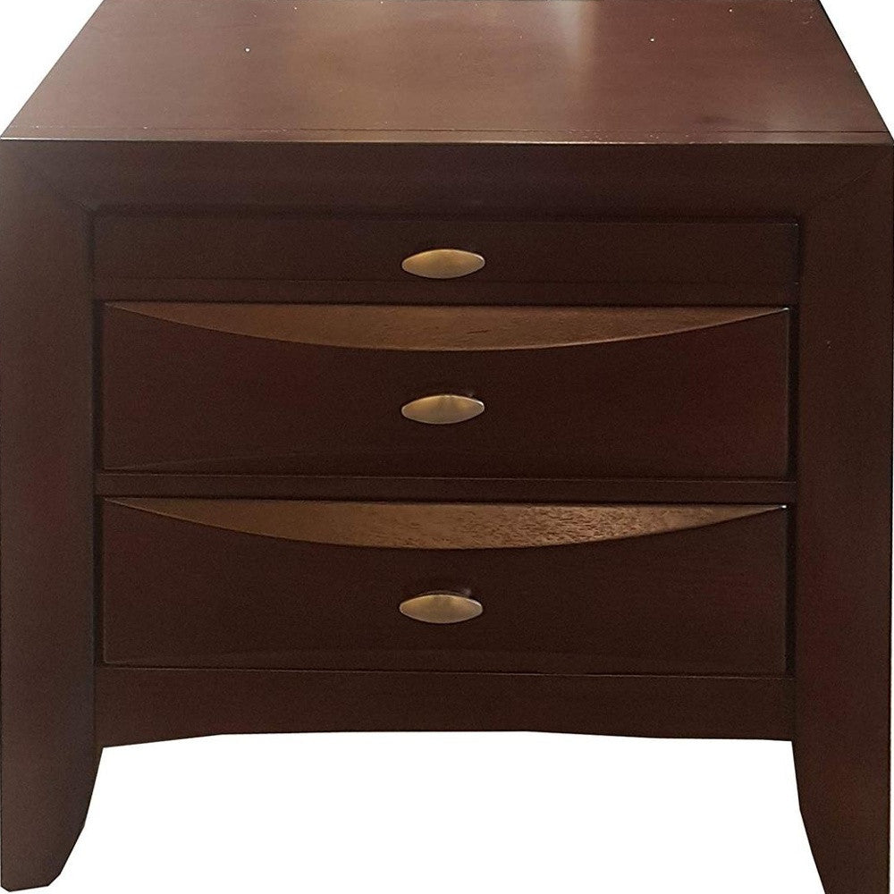 Espresso Rubber Wood Elegant Nightstand By Homeroots | Nightstands | Modishstore - 3