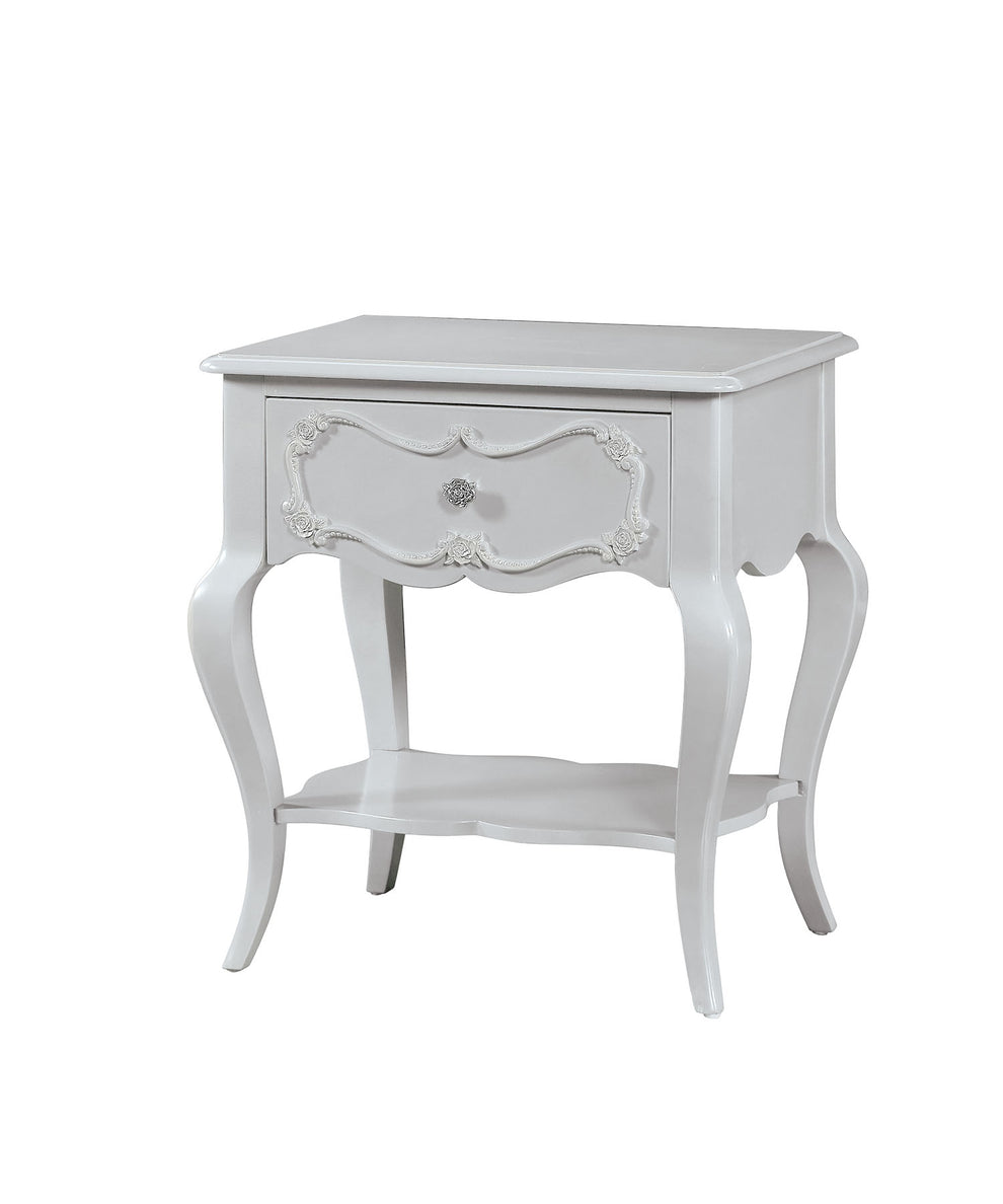 Pearl White Pine Wood Nightstand By Homeroots | Nightstands | Modishstore - 2