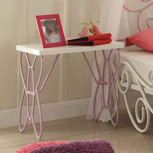 Lilac And White Butterfly Nightstand By Homeroots | Nightstands | Modishstore - 2