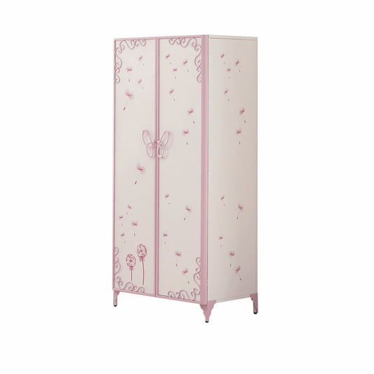 White And Light Purple Metal Tube Armoire By Homeroots | Armoires & Wardrobes | Modishstore