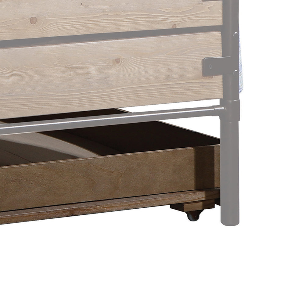 Twin Antique Oak Pine Wood Trundle By Homeroots | Beds | Modishstore - 4