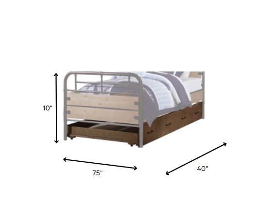 Twin Antique Oak Pine Wood Trundle By Homeroots | Beds | Modishstore - 6
