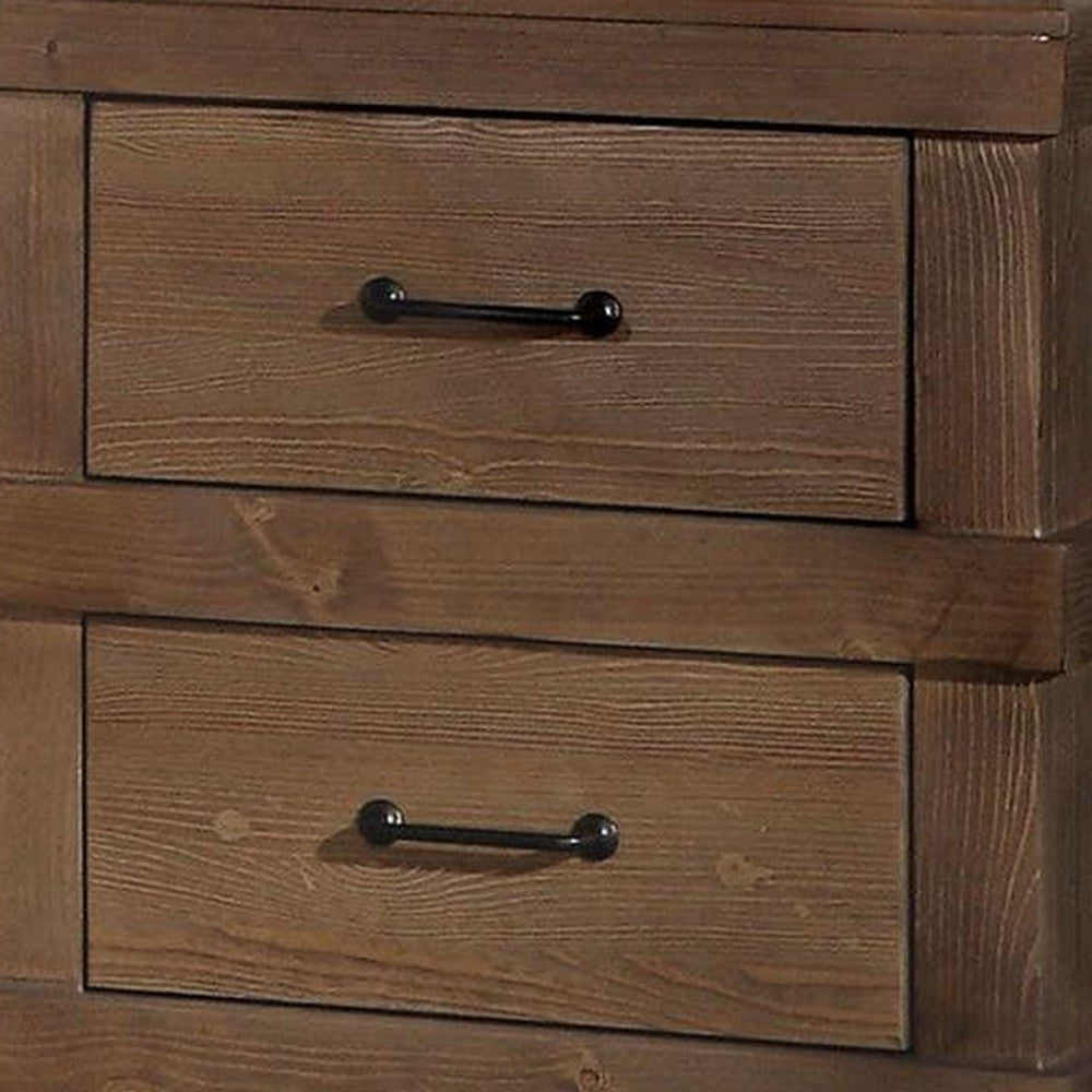 Antique Oak Nightstand By Homeroots | Nightstands | Modishstore - 2