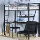 Silver And Black Metal Tube Loft Bed With Desk By Homeroots | Beds | Modishstore