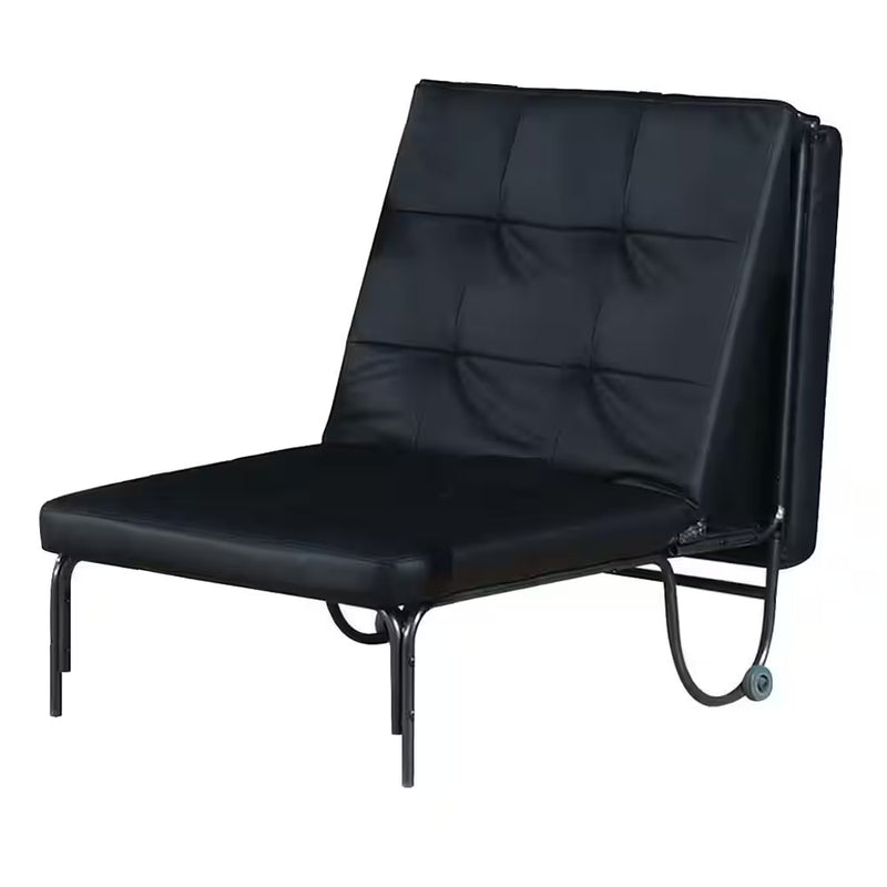 75" Black Faux Leather Tufted Convertible Chair By Homeroots | Armchairs | Modishstore