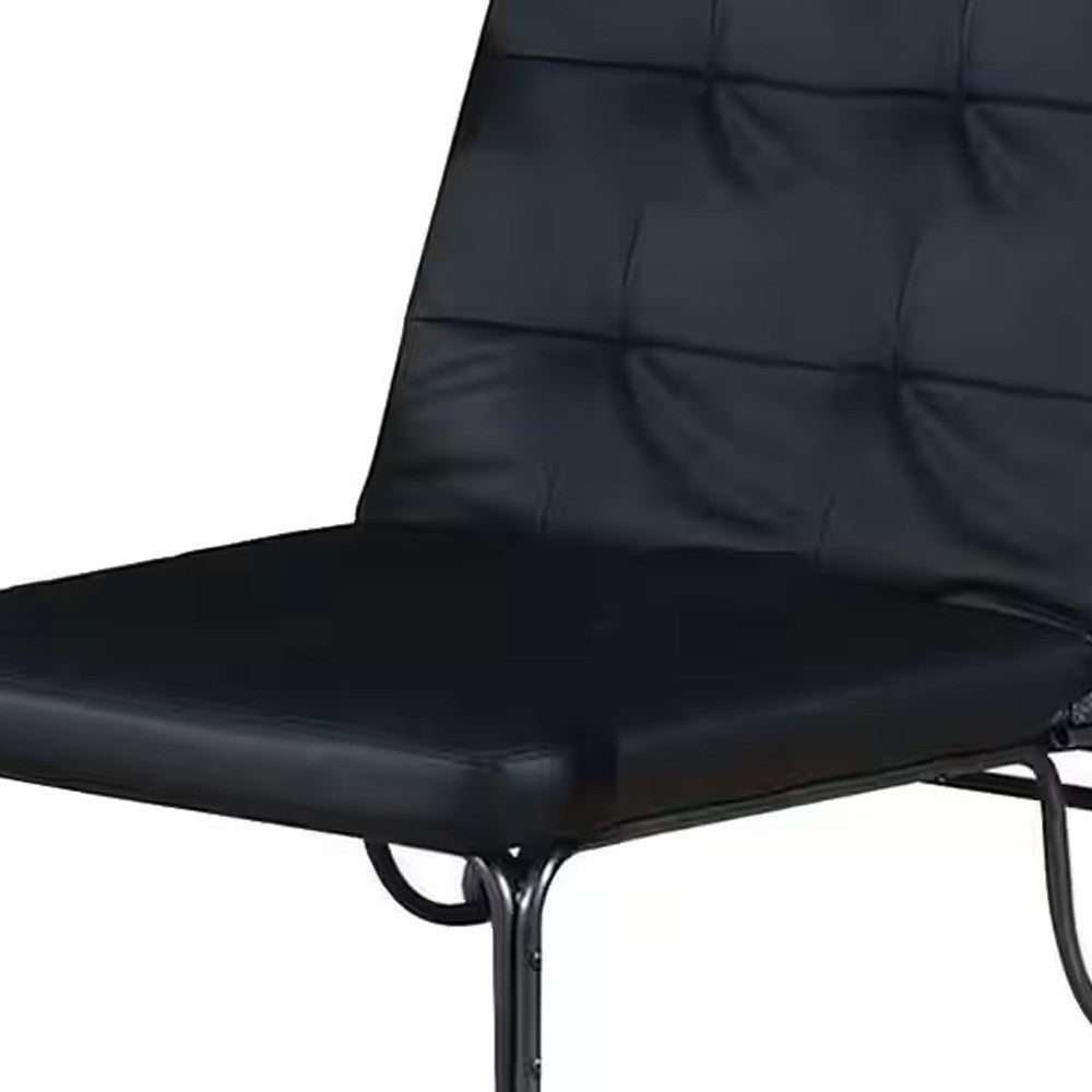 75" Black Faux Leather Tufted Convertible Chair By Homeroots | Armchairs | Modishstore - 3
