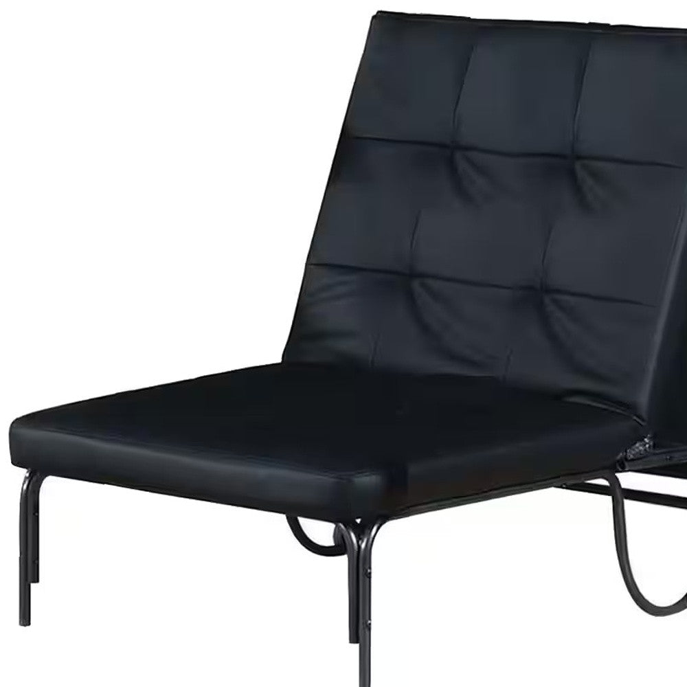 75" Black Faux Leather Tufted Convertible Chair By Homeroots