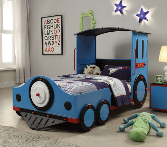 Blue Red And Black Train Metal Twin Bed By Homeroots | Beds | Modishstore - 2
