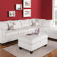 White Bonded Leather Reversible Sectional Sofa With Pillows By Homeroots | Sectional | Modishstore