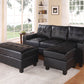 Black Faux Leather Stationary L Shaped Three Piece Sofa And Chaise By Homeroots