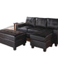 Black Faux Leather Stationary L Shaped Three Piece Sofa And Chaise By Homeroots