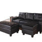 Black Faux Leather Stationary L Shaped Three Piece Sofa And Chaise By Homeroots | Sectional | Modishstore