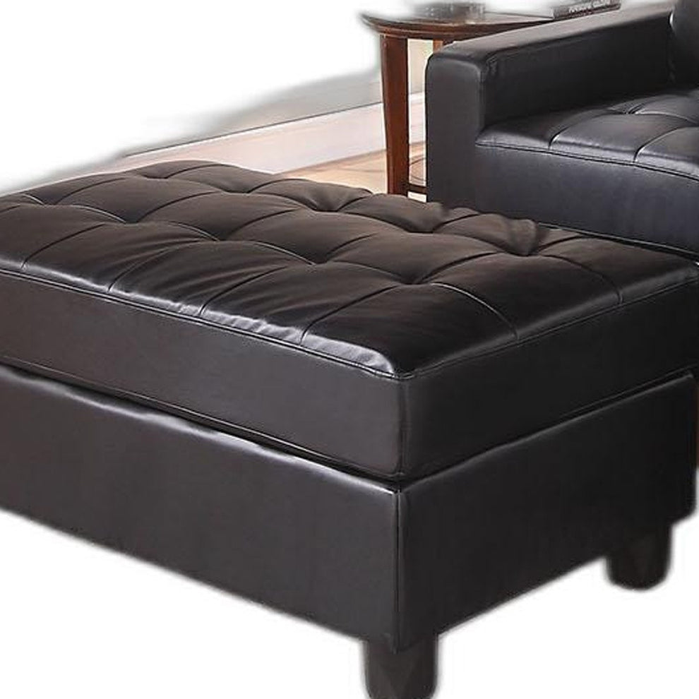 Black Faux Leather Stationary L Shaped Three Piece Sofa And Chaise By Homeroots | Sectional | Modishstore - 2