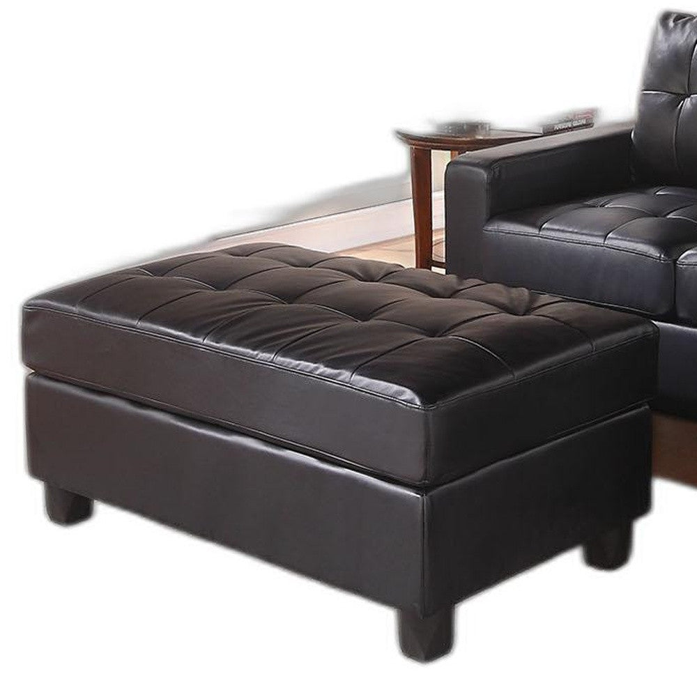 Black Faux Leather Stationary L Shaped Three Piece Sofa And Chaise By Homeroots | Sectional | Modishstore - 3