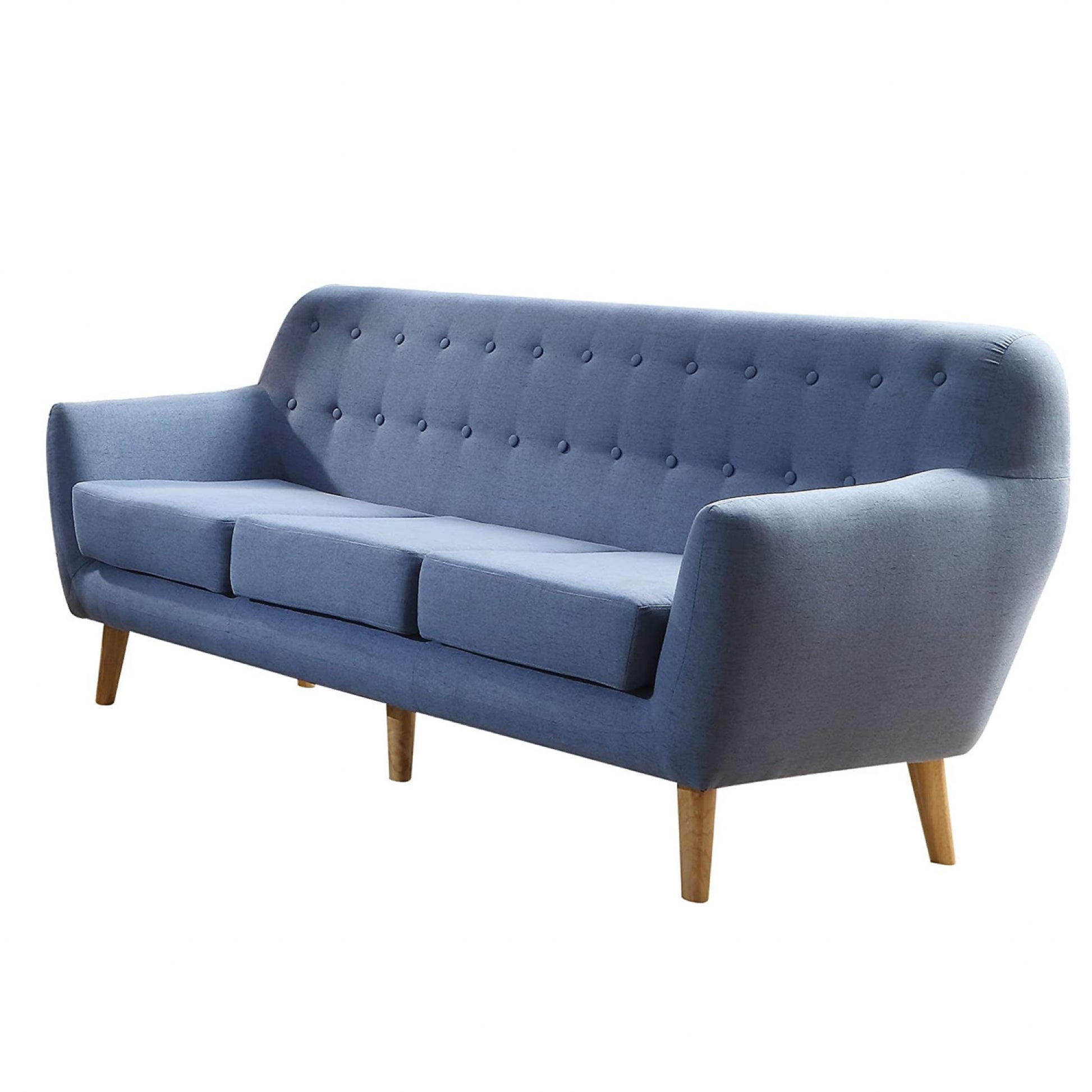 Blue Linen Sofa By Homeroots | Sofas | Modishstore - 2