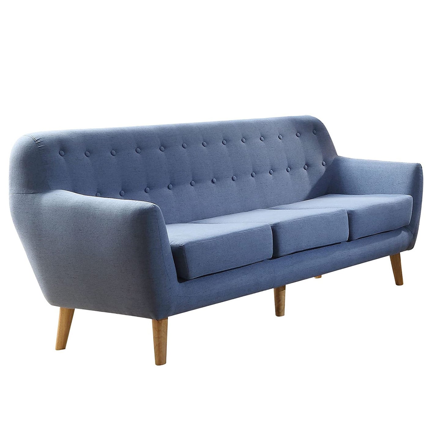 Blue Linen Sofa By Homeroots | Sofas | Modishstore - 3