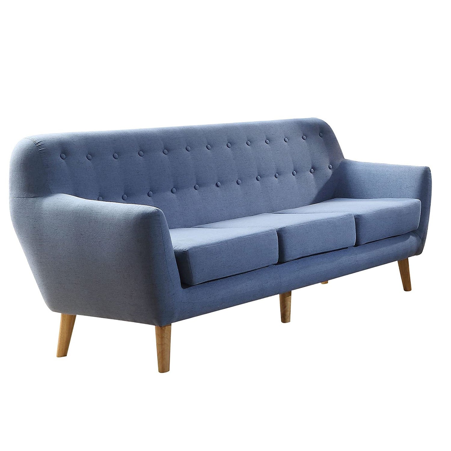 Blue Linen Sofa By Homeroots | Sofas | Modishstore - 3