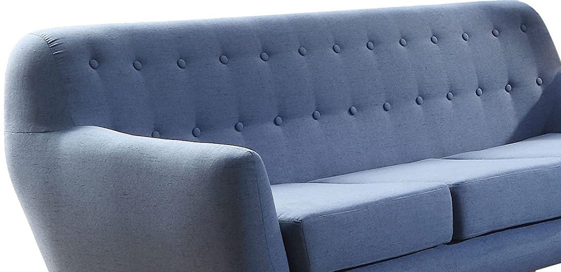 Blue Linen Sofa By Homeroots | Sofas | Modishstore - 4