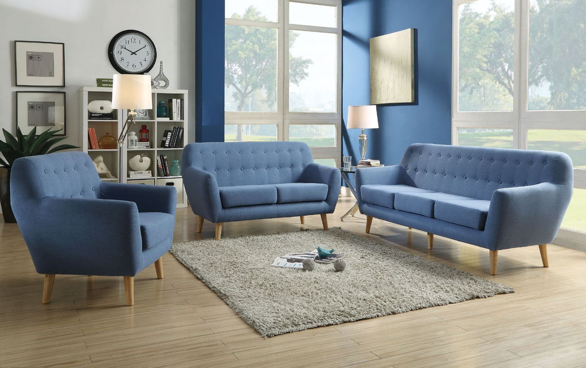 Blue Linen Sofa By Homeroots | Sofas | Modishstore