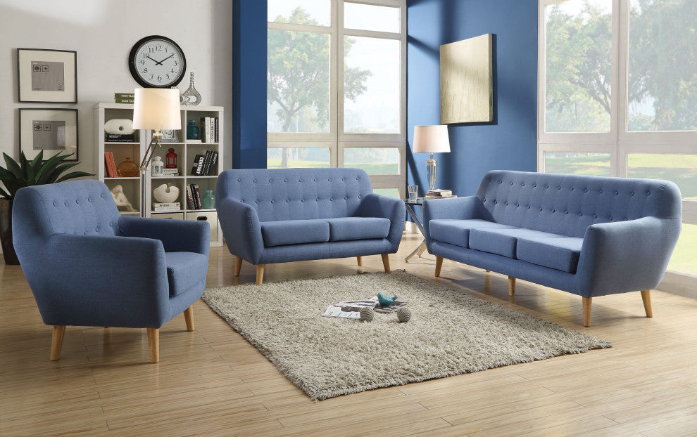 Blue Linen Chair By Homeroots | Accent Tables | Modishstore