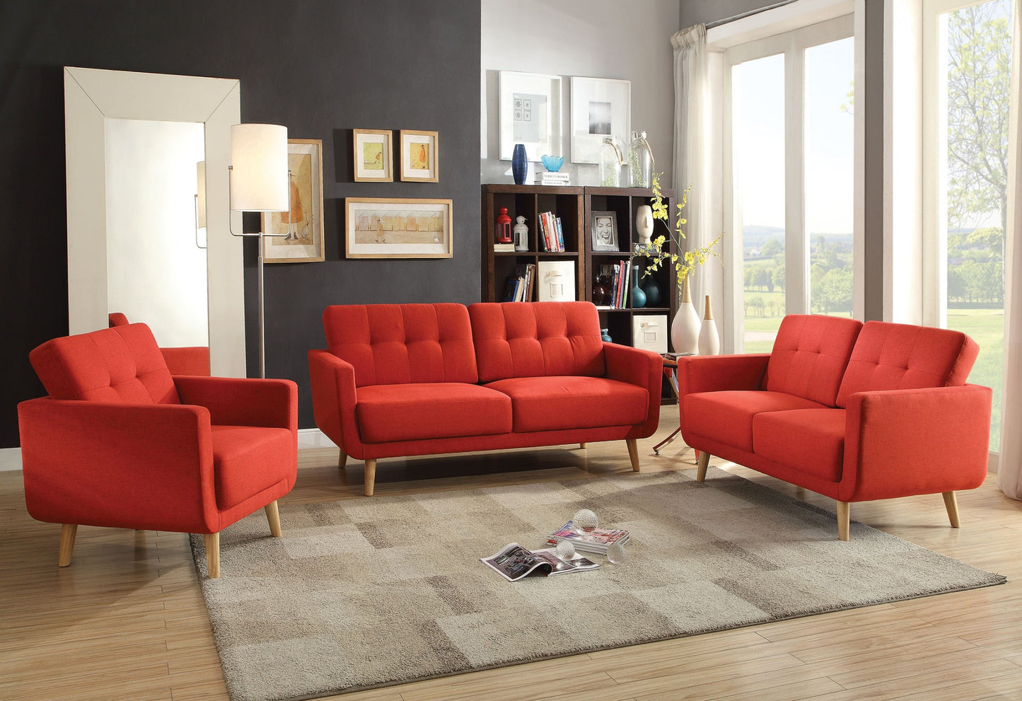 Red Linen Sofa By Homeroots | Sofas | Modishstore