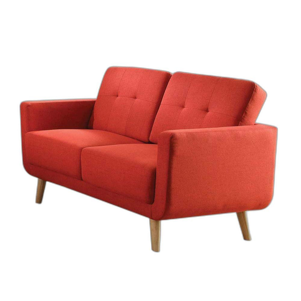 Red Linen Loveseat By Homeroots | Loveseats | Modishstore - 5