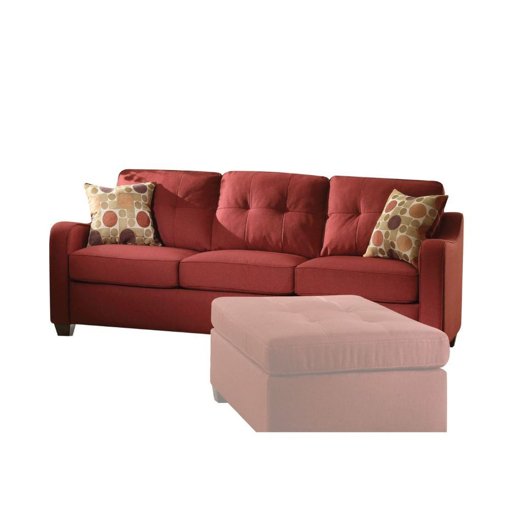 Red Linen Sofa With Pillows By Homeroots | Sofa Set | Modishstore - 2