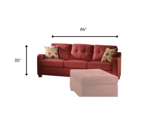 Red Linen Sofa With Pillows By Homeroots | Sofa Set | Modishstore - 4