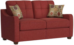 Red Linen Loveseat With Pillows By Homeroots