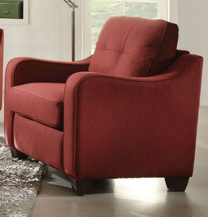 Red Linen Chair By Homeroots - 285666 | Accent Chairs | Modishstore - 3