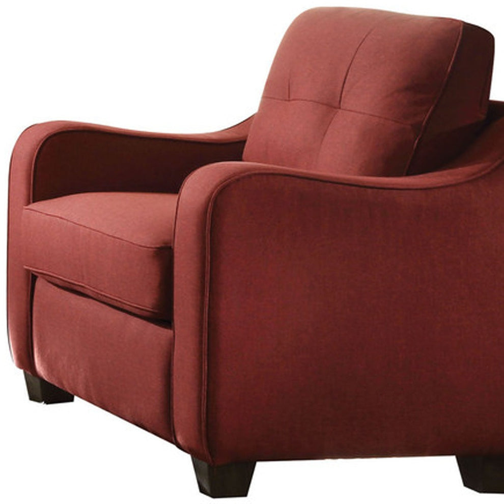 Red Linen Chair By Homeroots - 285666 | Accent Chairs | Modishstore - 5