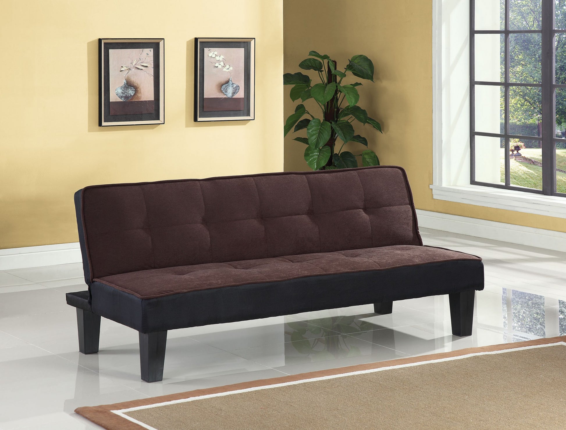 Chocolate Flannel Fabric Upholstery Adjustable Couch By Homeroots | Sofas | Modishstore