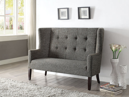 Gray Fabric And Espresso Settee By Homeroots | Sofas | Modishstore