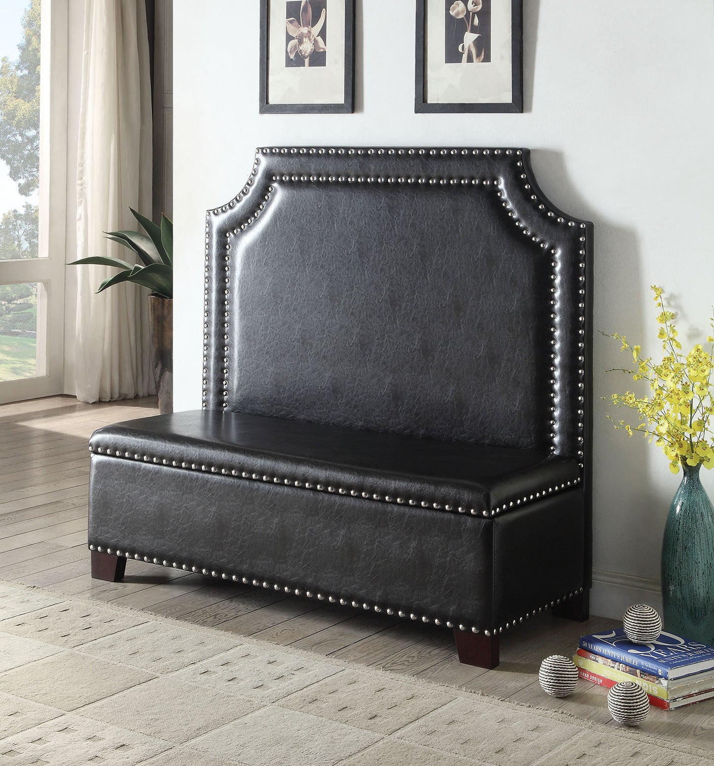 Espresso Pu Settee With Storage By Homeroots | Sofas | Modishstore