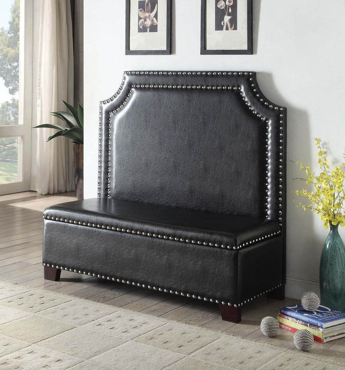 Espresso Pu Settee With Storage By Homeroots | Sofas | Modishstore
