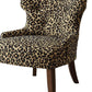 Leopard Fabric And Espresso Accent Chair By Homeroots | Accent Chairs | Modishstore - 3
