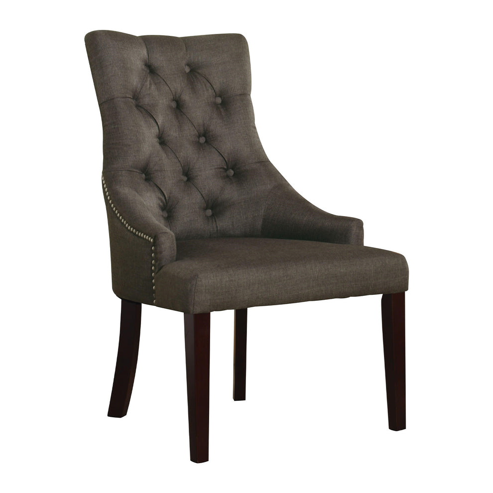 2Pc Gray Fabric And Walnut Side Chair By Homeroots | Dining Chairs | Modishstore - 3