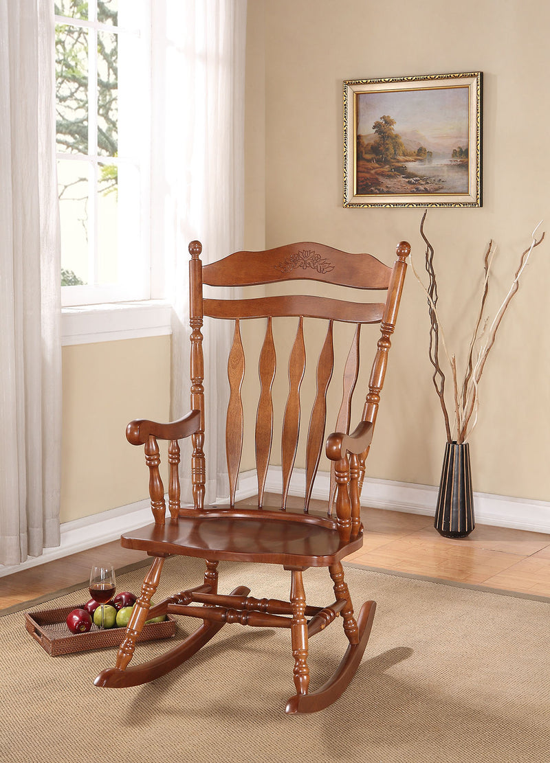 Dark Walnut Rubber Wood Rocking Chair By Homeroots | Rocking Chairs | Modishstore