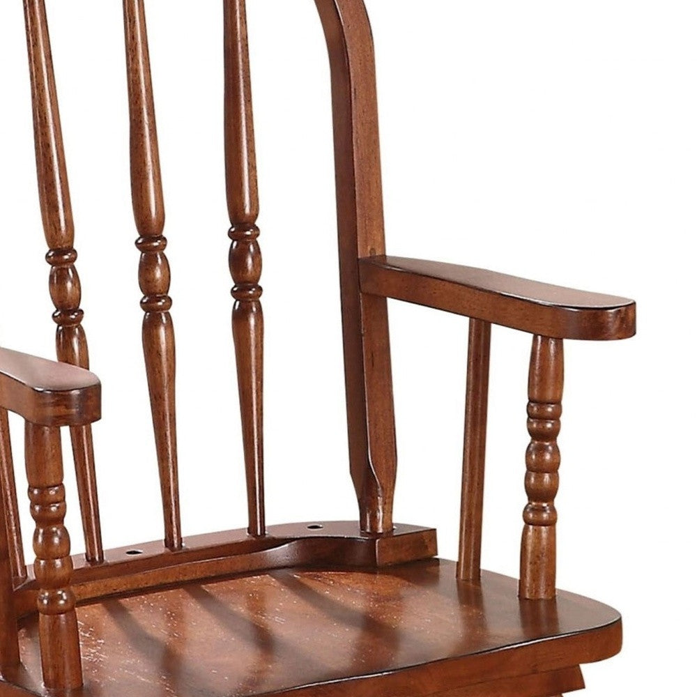 Classic Honey Brown Wooden Youth Rocking Chair By Homeroots | Rocking Chairs | Modishstore - 5