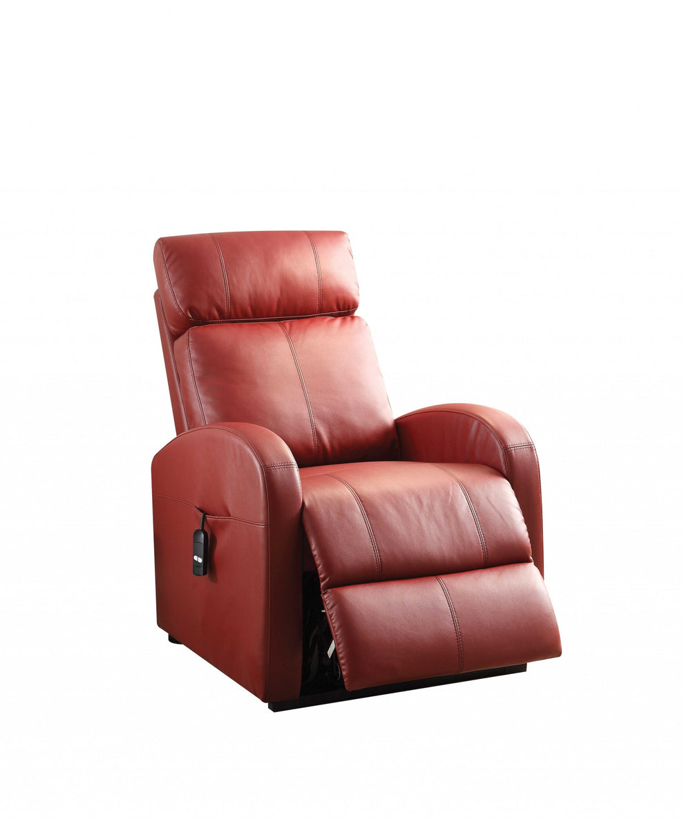 Faux Leather Power Motion Lift Recliner in Red By Homeroots | Recliners | Modishstore - 2