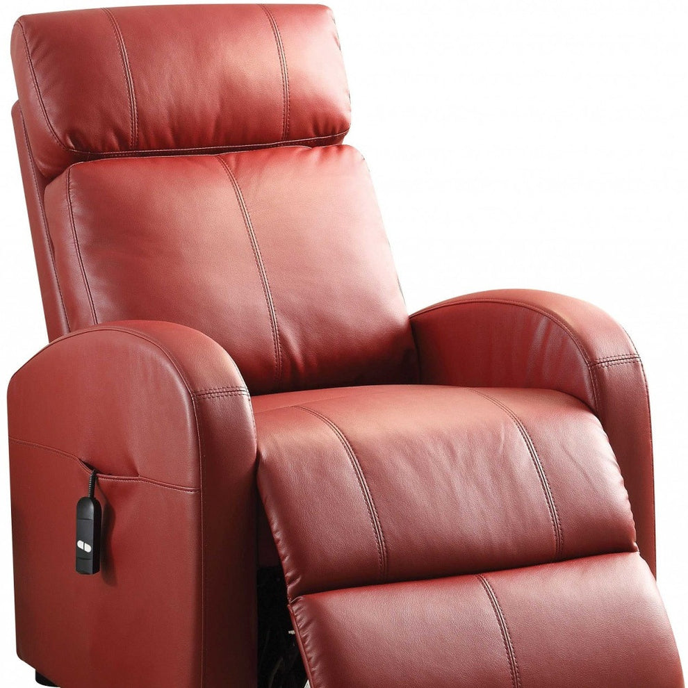 Faux Leather Power Motion Lift Recliner in Red By Homeroots | Recliners | Modishstore - 4