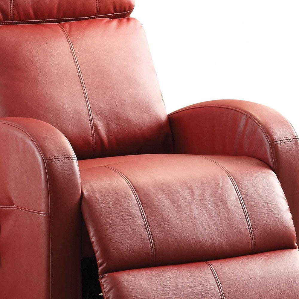 Faux Leather Power Motion Lift Recliner in Red By Homeroots | Chairs & Recliners | Modishstore - 5