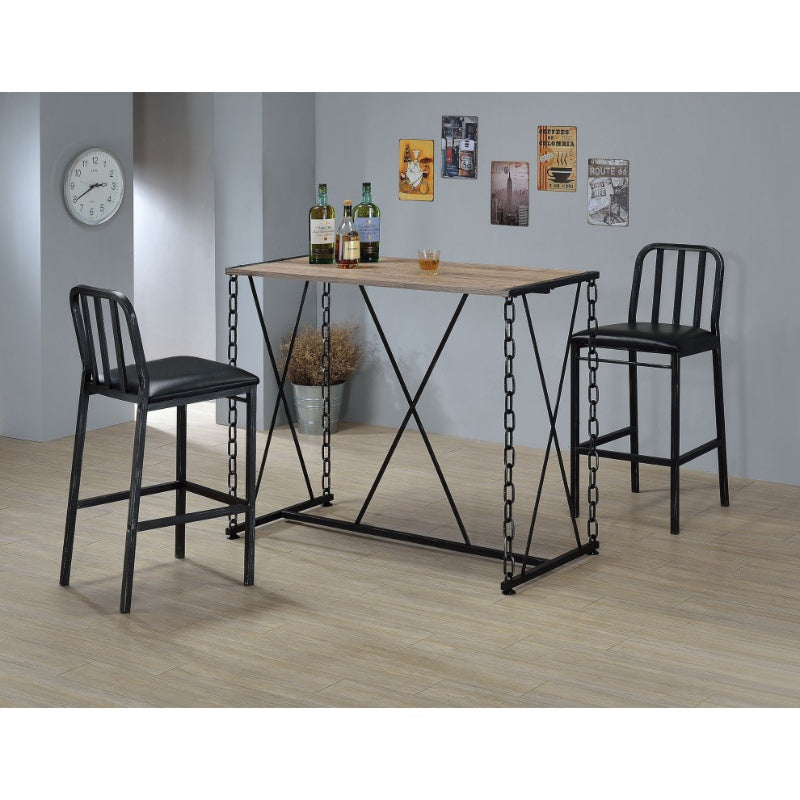 Rustic Oak And Antique Black Bar Table By Homeroots | Bar Tables | Modishstore