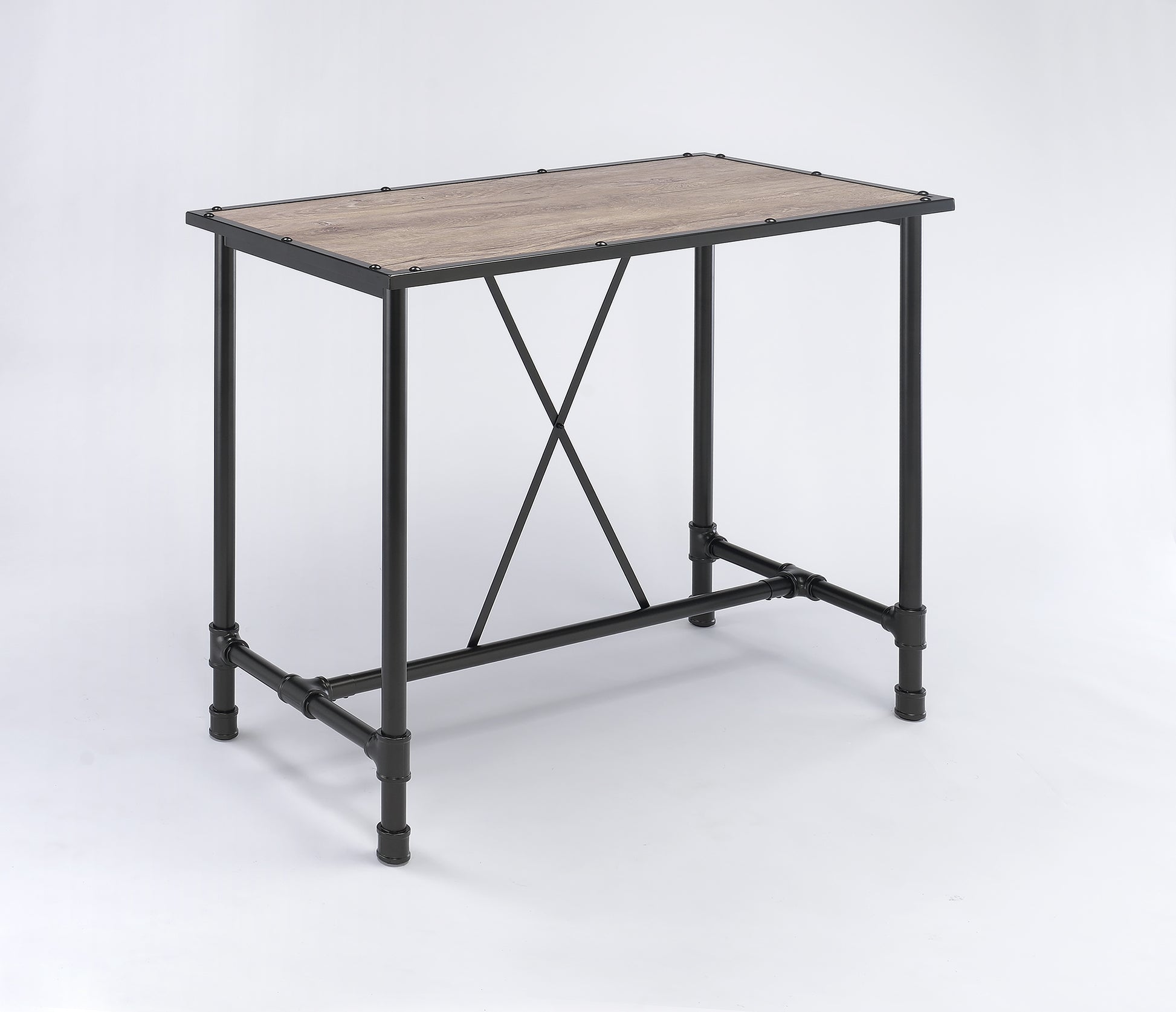 Oak And Black Bar Table By Homeroots | Bar Tables | Modishstore - 3