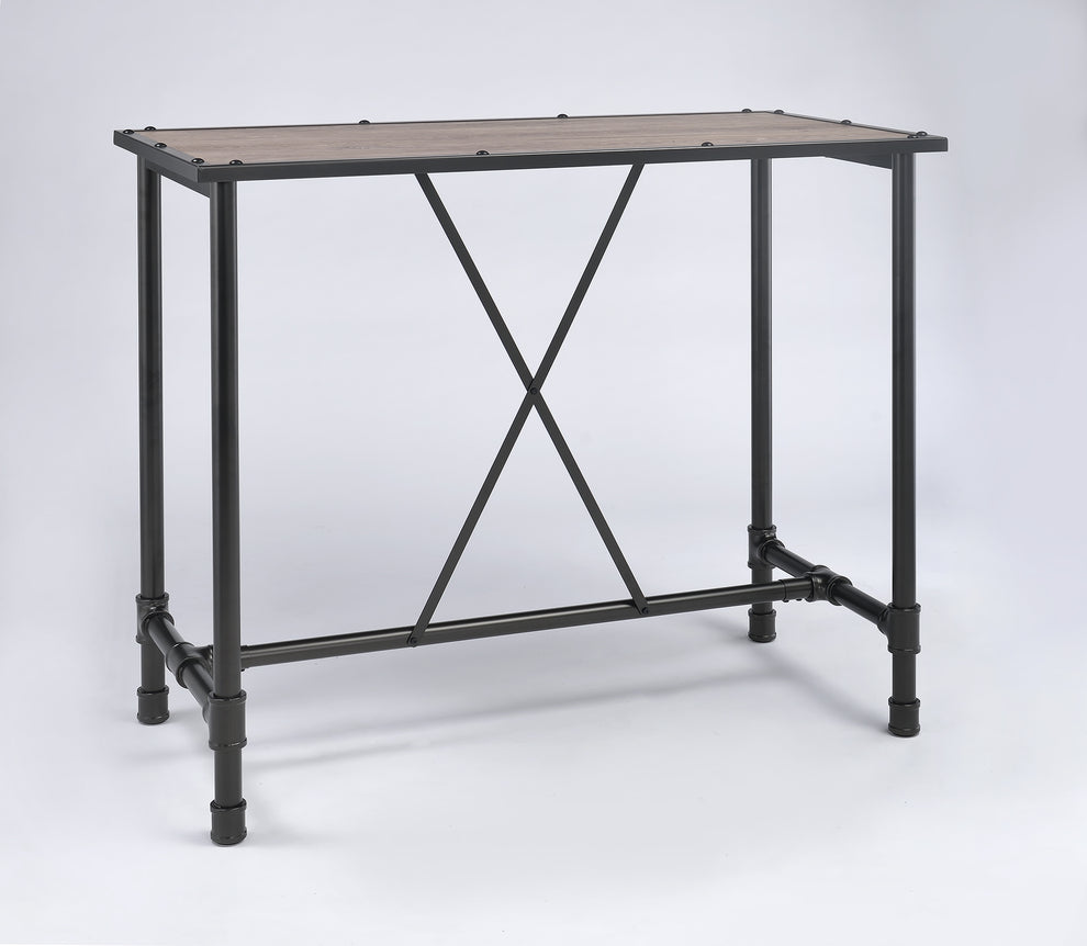 Oak And Black Bar Table By Homeroots | Bar Tables | Modishstore - 4