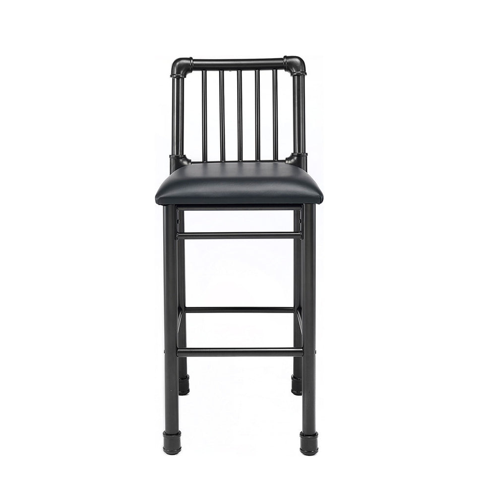 2pc Black And Black Bar Chair By Homeroots | Bar Stools | Modishstore - 2