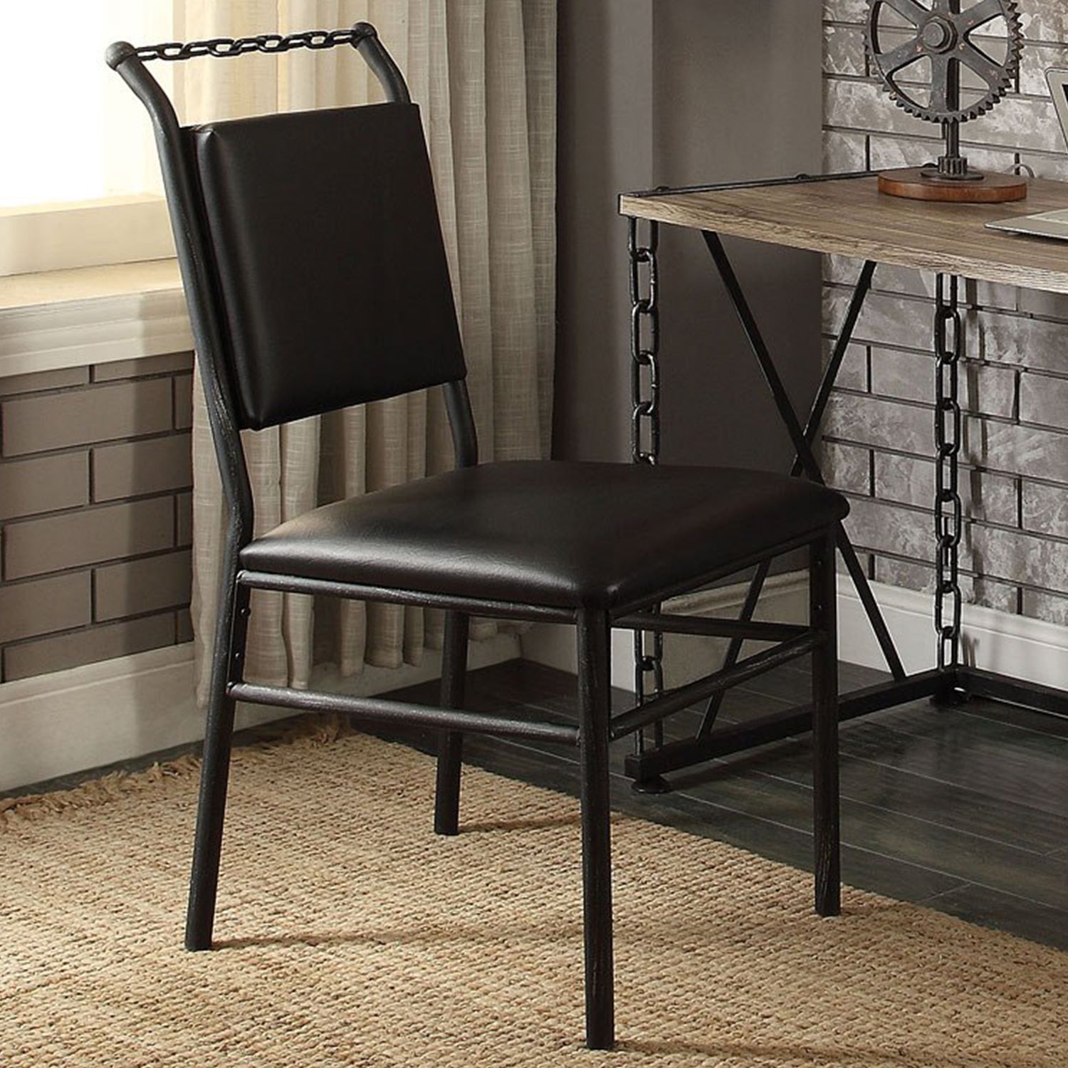 Industrial Chain Upholstered Chair By Homeroots | Office Chairs | Modishstore - 5