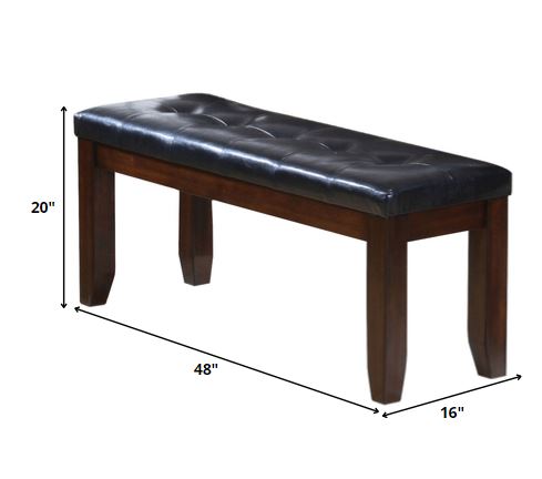 48" Black And Cherry Upholstered PU Leather Bench By Homeroots | Benches | Modishstore - 6
